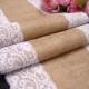 Wedding Table Runner Burlap and white lace Runner Rustic Wedding Decor Shabby Chic Wedding Party Country Wedding Romantic table decor - $12.96 USD