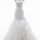 Charming Trumpet-Mermaid Sweetheart Dropped Train Organza Ivory Zipper With Buttons Wedding Dress with Flower and Pleating - Top Designer Wedding Online-Shop