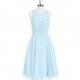 Sky_blue Azazie Sylvia - Scoop Knee Length Back Zip Chiffon And Lace Dress - Charming Bridesmaids Store