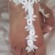 Designs by Loure' White Small Flower Lace Barefoot Sandals