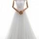 Glamour A-Line Sweetheart Natural Court Train Tulle Ivory Sleeveless Lace Up-Corset Wedding Dress with Pleating - Top Designer Wedding Online-Shop