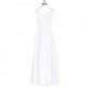 White Azazie Eileen - V Neck Illusion Floor Length Chiffon And Lace Dress - Charming Bridesmaids Store