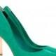 Metal Pointed Court Shoe - Green 