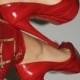 Red Pee Toe Stiletto Heels