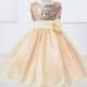 Sequin Flower Girls Dress Champagne (pictured) or Ivory - Hand-made Beautiful Dresses