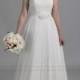 Ivory Lace Wedding Dress, Sleevelss V-back Alencon Lace With Tulle Skirt
