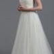 Strapless Lace Wedding Dress, Alencon Lace With Tulle Skirt
