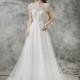 Romantic sheer neckline wedding dress with layered fluffy skirt - Hand-made Beautiful Dresses