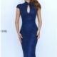 Navy Beaded Keyhole Slim Gown by Sherri Hill - Color Your Classy Wardrobe