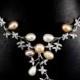 A Natural 14K White Gold Baroque Pearl AAAA CZ Necklace