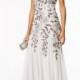 Adrianna Papell Floral-Beaded Mermaid Gown