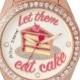Betsey Johnson Crystal & Rose Goldtone 'Let Them Eat Cake' Watch