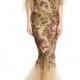 Floral-Embroidered Halter Mermaid Gown, Nude/Multi