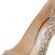 Romy Glitter Pointed-Toe 100mm Pump, Antique Gold