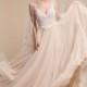 BHLDN Spring/Summer 2017 Chantal Chapel Train Beading Sweet Tulle Pink Spring Sleeveless V-Neck Ball Gown Wedding Gown - Bonny Evening Dresses Online 
