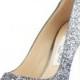 Romy Glitter Pointed-Toe 100mm Pump, Navy/Silver