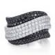 Black & White Diamond Pav&#233; Ring in 18K White Gold, Size 6.5