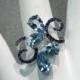 14K White Gold Pear Cut Blue Aquamarine And Blue Sapphire Ring