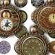 40% STEAMPUNK CLOCKS digital collage sheet Antique Victorian Watch 1.5" bottle cap images for buttons Jewelry Printable Instant Download C_0