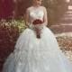 Stunning Tulle Jewel Neckline Ball Gown Wedding Dresses With Appliques - overpinks.com