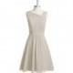 Taupe Azazie Hermosa - V Neck Back Zip Knee Length Chiffon Dress - Cheap Gorgeous Bridesmaids Store