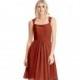Rust Azazie Siena - Chiffon And Lace Illusion Knee Length Dress - Cheap Gorgeous Bridesmaids Store