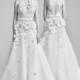 Viktor&Rolf Spring/Summer 2018 Blooming Corsage Gown Ivory Floor-Length Open Back Aline Halter Sleeveless Tulle Bridal Dress - Top Design Dress Online Shop