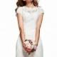 Gorgeous Alencon lace & Satin Sheath High Neck T-shirt Sleeve Knee-length Bridesmaid Dresess - overpinks.com