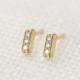 Pave Diamond Bar Stud Earrings In 14k Solid Yellow Gold, Tiny Simple Minimalist Diamond Bar Stud Earrings, White Gold Rose Gold, Bar-e101-3