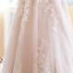 Blush Pink Sweetheart Wedding Gown,Princess Tulle Wedding Dress,Lace Appliqued Brides Dress,N129