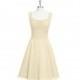 Champagne Azazie Hannah - Scoop Chiffon Knee Length Scoop Dress - Charming Bridesmaids Store