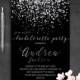 Silver Black Bachelorette Invitation Printable Silver Glitter Invitations Silver And Black Hens Night Invites Hens Night Party Invitation