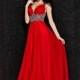 Flowing Silk-like Chiffon V-Neck A-Line Prom Dresses With Beads & Rhinestones - overpinks.com