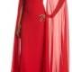 Silk Crepe Chiffon Cape Gown, Crimson