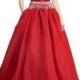 Beaded Fringe Cap-Sleeve Ball Gown, Red