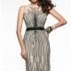 Champagne/Black Sequin Applique Gown by Faviana - Color Your Classy Wardrobe