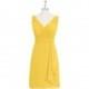 Marigold Azazie Iliana - V Neck Knee Length Chiffon V Back Dress - Cheap Gorgeous Bridesmaids Store