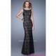 LF-21206 - Floor Length Black Lace Prom Dress by La Femme - Bonny Evening Dresses Online 