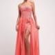 Beading Shinning Coral Chiffon Sweetheart High Low Prom Dress - dressosity.com