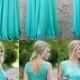 Modest Scoop A-line Long Blue Bridesmaid Dress