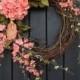 Spring Wreath Summer Wreath Floral White Green Branches Door Wreath Grapevine Wreath Decor-Coral Peach Lilies Wispy Easter-Mothers Day