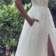 Lace Boho Off The Shoulder Cap Sleeves Long Country Slit Wedding Gown, Beach Wedding Dress OK242