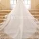 A-line V-neck Chapel Train Lace Tulle Wedding Dress With Beading Sequin Appliques
