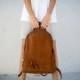 Women Leather Backpack, Brown Leather Bag, Women Travel Bag, Student Bag, Rucksack  - Honey Brown Ziggy