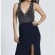 Navy Beaded Scoop Neck Gown by Dave and Johnny - Color Your Classy Wardrobe