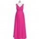 Fuchsia Azazie Madison - Floor Length Back Zip V Neck Stretch Knit Chiffon Dress - Charming Bridesmaids Store