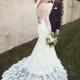 Elegant Tulle Bateau Neckline Natural Waistline Mermaid Wedding Dress With Lace Appliques - overpinks.com