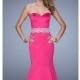 Embroidered Satin Gown by La Femme 21432 - Bonny Evening Dresses Online 