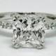 A Perfect 2.1CT Cushion Cut Solitaire Russian Lab Diamond Engagement Ring