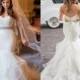 Gorgeous Mermaid Lace Wedding Dresses 2016 Sweetheart Sash Trumpet Ruffles Sweep Train Plus Size Bridal Gowns Vestidos De Noiva Custom Made